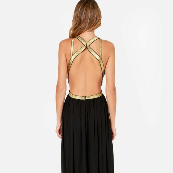 Lulu's black and gold maxi dress - Picture 2 of 7